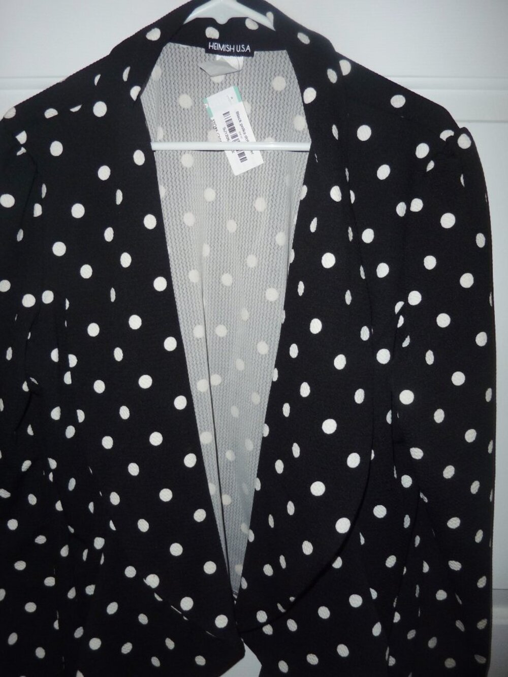 NWT Heimish Black and White Polka Dot Short Stretch Blazer Size 3X
